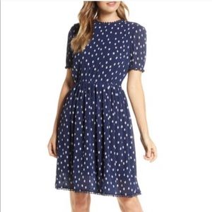 1901 • polka dot chiffon lace navy white dress